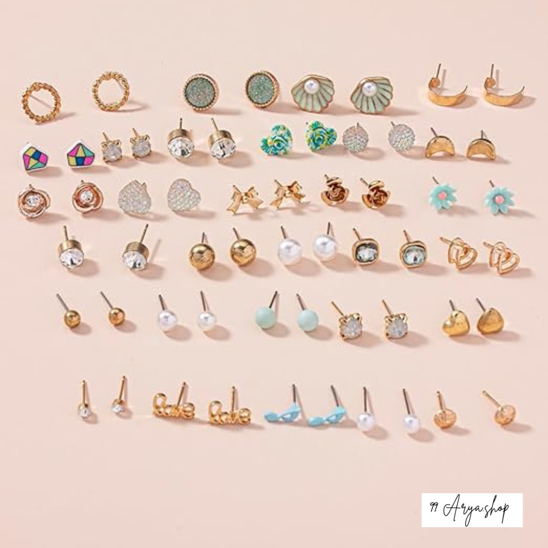 Mixed Earrings Combo – 30 Pairs | Traditional, Fashion, Korean & Daily Wear