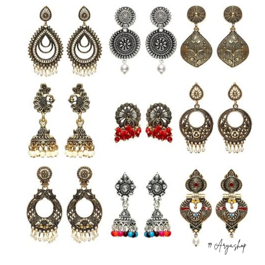 Mixed Earrings Combo – 30 Pairs | Traditional, Fashion, Korean & Daily Wear