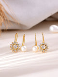 American diamond Gold plated pearl ad hoop earring