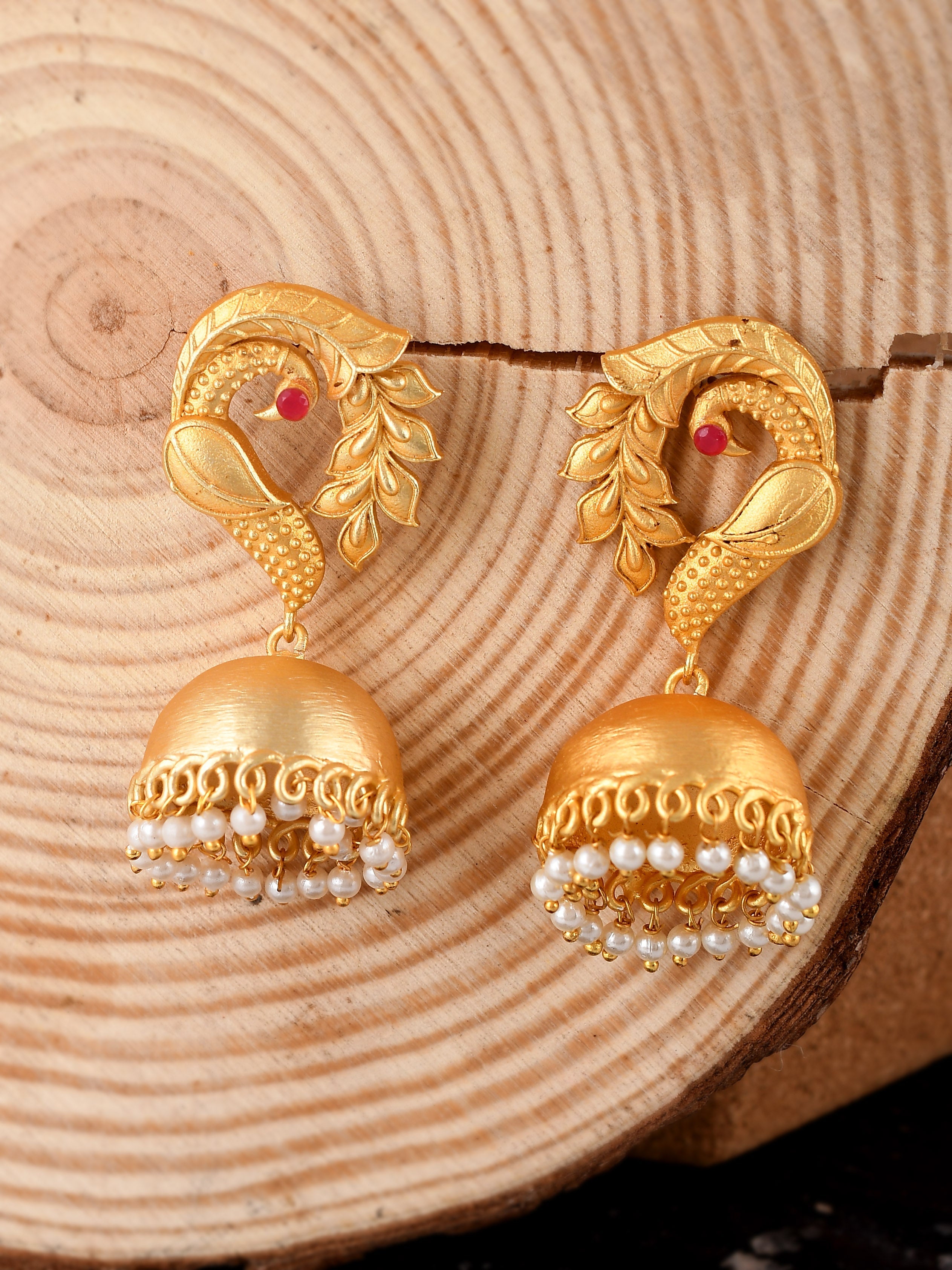 Gold Plated Peacock Jhumka Designs Earrings For women