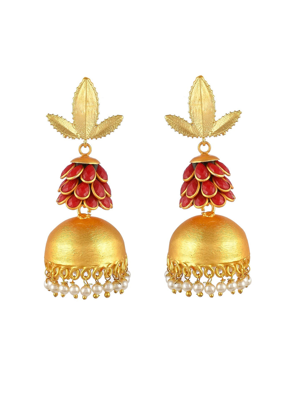 Gold Plated orange Pacchi Jhumka Earrings